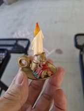 Vintage 1985 Hallmark Merry Miniatures Christmas Mouse on Candlestick Figurine picture