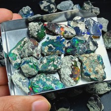 Opal Rough Lot – 100ct Ethiopian Smoked Black, Rare Quality Fire Gemstones picture