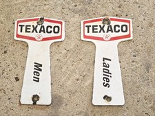2 VINTAGE TEXACO PORCELAIN SIGN BATHROOM KEY FOB  BATHROOM 6