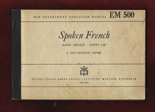 SPOKEN FRENCH Vintage War Department Education Manual 1944 EM 500 WW2 WORLD WAR picture