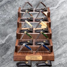 10pc Custom Damascus Steel Folding Pocket Knives Bulk Lot Exotic Wood Bone EDC picture