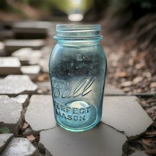 Vintage Blue Ball Perfect Mason Quart Jar #14 Circa 1913-1922  No Chip Or Cracks picture