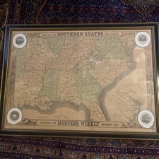 Harper's Weekly 11-9-1861 LARGE MAP of SOUTHERN STATES, Shenandoah, Leesburg, VA picture