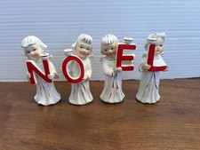 Vintage Set Of 4 1950's RELCO NOEL Christmas Angels Figurine Candle Holder Japan picture