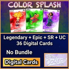 Topps Disney Collect Color Splash S9 No Bundle Legendary+Epic+SR+UC 36 Cards picture
