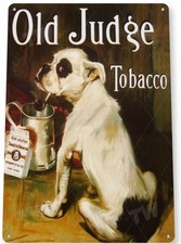 OLD JUDGE 11X8 TIN SIGN TOBACCO SNUFF CIGARETTE PIPE TOBACCIANA AD PIPE PAPERS picture