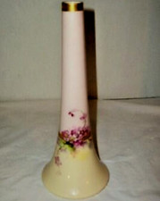 Art Nouveau Belleek Porcelain Trumpet Vase Ireland Hand Painted Ombre Gilt picture