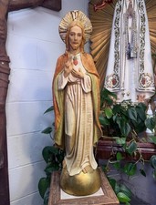 Vintage Sacred Heart of Jesus Statue 24.5 Church Plaster Figure picture
