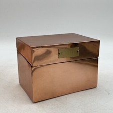 VTG Style Copper Recipe Stash Box Tin Brass Tag Farmhouse Handmade Cottage Core picture