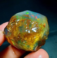 158ct Welo Opal Rough Natural Ethiopian – Green Fire Bands – 35×34×24 mm picture