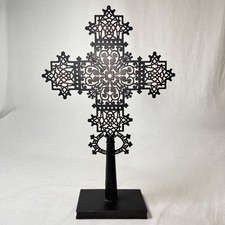 Vintage Ethiopian Orthodox Hand Cross -Traditional Coptic Processional Cross 18” picture
