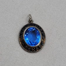 Vintage Crest Craft Sterling Lackland AFB TEXAS Pendant Charm Blue stone picture