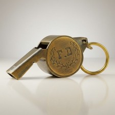 Fire Department Solid Brass Embossed Star Whistle picture