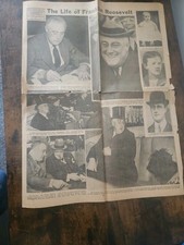 April 13th 1945 Detroit Times Newspaper Roosevelt Signs Declaration Of War  picture