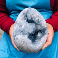 5.94LB Natural Blue Celestite Geode Quartz Crystal Mineral Specimen Healing picture