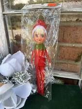 Vintage Mid-Century New Old Stock Knee Hugger Christmas Elf - Blonde Girl in Red picture