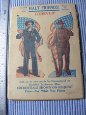 Vintage WW1 Disabled And Unemployed US Veterans Leaflet To Sell For Income picture