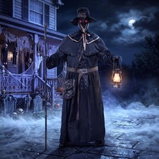 6.2 Ft Animated LED Plague Doctor Halloween Animatronic Decoration picture