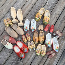 Large Lot Vintage Dutch Wooden Clog 16 Pairs Holland Hand Painted Souvenir Shoes picture