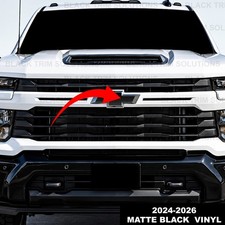 x2 For 2024-2026 Silverado 2500 3500 HD Matte Black Vinyl DECAL on Front Emblem picture