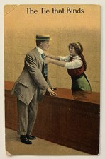 The Tie That Binds Postcard Romantic Couple Man Woman Early 1900s Humor Series picture