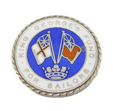 Sterling Silver Enamel King George's Fund for Sailors Brooch Vintage 1975 picture