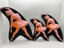 Vintage 1977 Miller Studio Chalkware Ballerinas Set of 3 Wall Plaques Pink picture