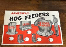 VTG 1960s JAMESWAY LIVESTOCK Farm EQUIPMENT HOG Pig Feeder PAPER POSTER SIGN NOS picture