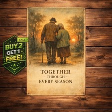 Romantic Elderly Couple Vintage Metal Wall Sign 8x12 Anniversary Gift Art picture