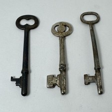 Antique Lot of 3 Metal Skeleton Keys picture