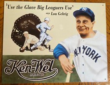 Lou Gehrig Yankees HOFr Tin Ken-Wel Brand Ad 16 x12 picture