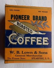 Antique Pioneer Brand Roasted Coffee Cardboard Box  picture