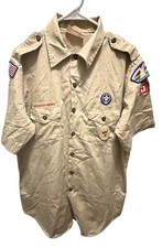 St. Louis Council Vintage Boy Scouts Uniform Shirt Mens L Patches 554 Unit picture