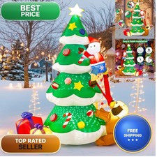BOHON 7.9 FT Inflatable Christmas Tree Decorations Rotated Snowflake Light picture