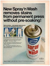 1969 PRINT AD, Texize Spray 'n Wash Permanent Press Laundry Stain Spray 60's Ad picture