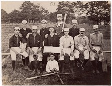 Antique Baseball Albumen Photo Team Portrait Uniforms Bats Vintage 19th Century picture