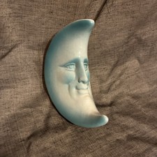 Unusual Vintage Turquoise Crescent Moon Face Wall Hanging HTF picture