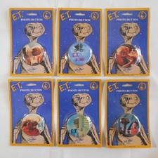 Vintage 1982 E.T. Extra Terrestrial Photo Button 6 Sealed Pinbacks ET Movie Pins picture