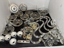 Vintage Large Chandelier Parts Lot Crystal  Hardware Prisms Arms Lot picture