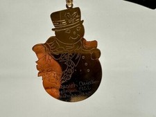 Vintage Airesearch Aviation Christmas Dance Ornament 1981 Snowman Gold Tone picture