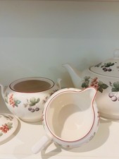 Wedgwood Queen’s Ware Provence 3-Pc Tea Set Teapot Sugar Creamer England picture