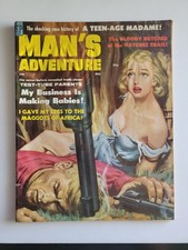 MAG: Man's Adventure Magazine Feb 1959-eaten by maggots Vic Prezio Cover Art picture
