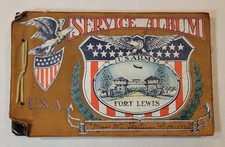 1940s WWII Military Leather US Army Fort Lewis Washinton Service Album w/ Photos picture