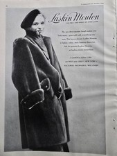 1948 Women's Laskin Mouton Dyed Lamb Fur Coat Vintage Fashion Ad  picture