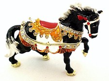 Ciel Jeweled Horse Trinket Box. Hand Painted Colorful Enamel Austrian Crystals picture