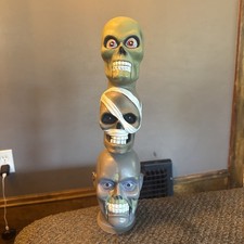 2009 Gemmy Zombie totem Skull Trio Singers Halloween Glowing Eyes Light Up Works picture
