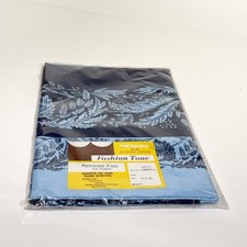 Vtg Fashion Tone Permanent Press Tablecloth 52x52 Square NIP Blue Floral USA  picture