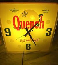 Vintage 1971 Quench Soda Lighted Sign Clock Dualite Sun Watch Seattle WA Working picture