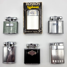 6 Vintage Ronson Lighters - Standard, Typhoon In Box, Banker, Whirlwind, Rover picture