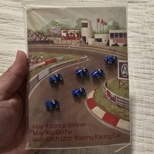 VINTAGE AVON RACING RACE CAR BUTTONS New & Sealed 6 Cute Blue Buttons on Card  picture